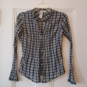 Blue Green & Purple Plaid Shirt